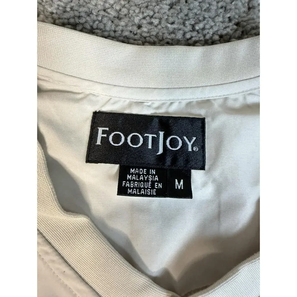 FootJoy Windshirt Jacket Mens M Beige Pullover Lined Logo Relaxed Fit Golf